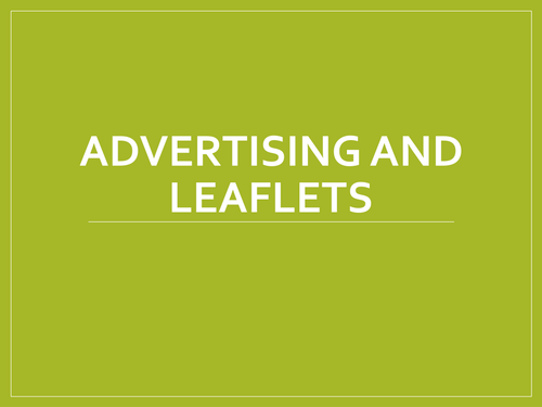 Advertising and Leaflets | Teaching Resources