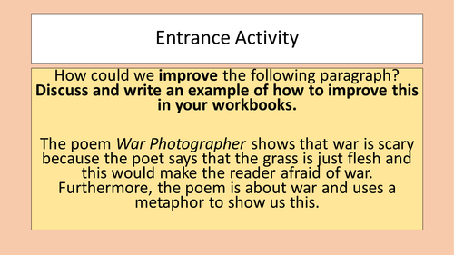 Comparison Poetry GCSE - War Photographer and Bayonet Charge