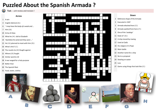 The Spanish Armada Crossword Teaching Resources