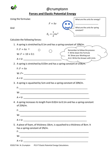 GCSE Physics - Elastic Potential Energy worksheets | Teaching Resources