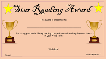 Star Reading Award | Teaching Resources