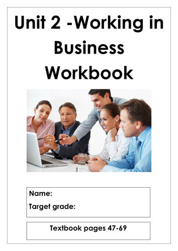 L3 Cambridge Technicals Business studies 2016 suite Unit 2 Working in Business Workbook