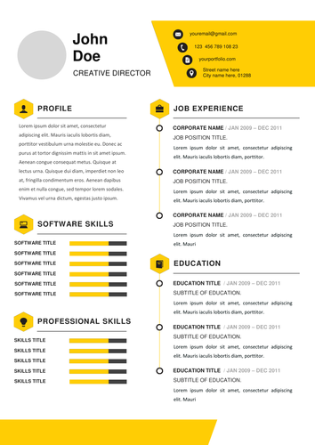 Yellow Resume / CV Template | Teaching Resources