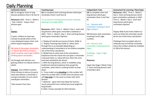 Uks2 (Year 5 And Year 6) - Short And Long Division With Remainders | Teaching Resources