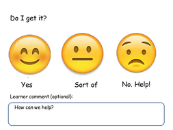 Lesson Self Evaluation Sheet (Emoji) Ofsted approved (grade 1