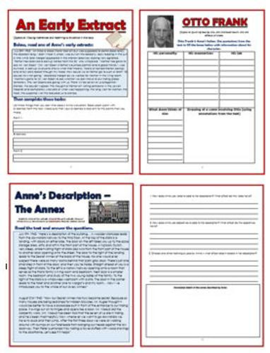 anne frank diary of a young girl ks3 comprehension activities