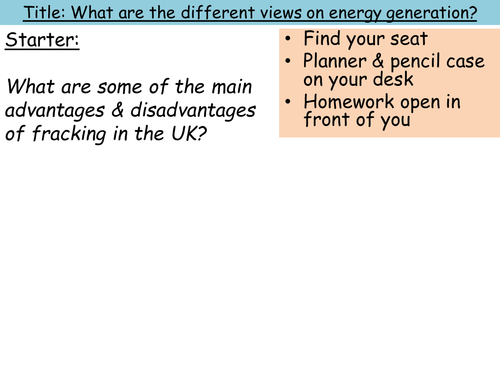 UK Issues: Different Stakeholders in Energy Generation