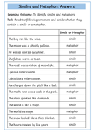 Similes and Metaphors Worksheets | Teaching Resources