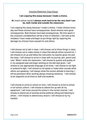 Detention essays for students to copy image