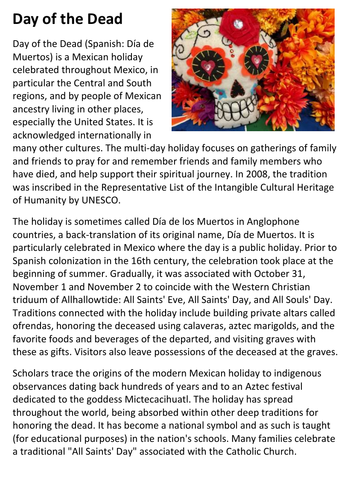 Day of the Dead Handout | Teaching Resources