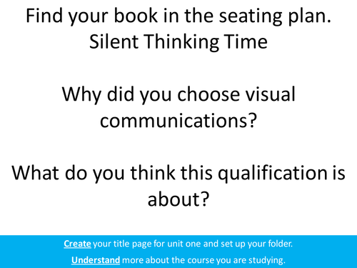 New Visual Communications AQA Technical Award  Lesson 1