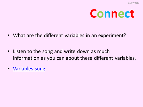 Key Stage 3 Science skills Variables