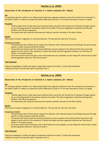 AQA GCSE Psychology - Experimental Research Methods: Types of experiment