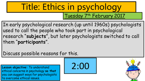 AQA GCSE Psychology - Experimental Research Methods: Ethics