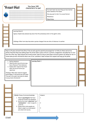 AQA GCSE New spec: Social Influence Obedience