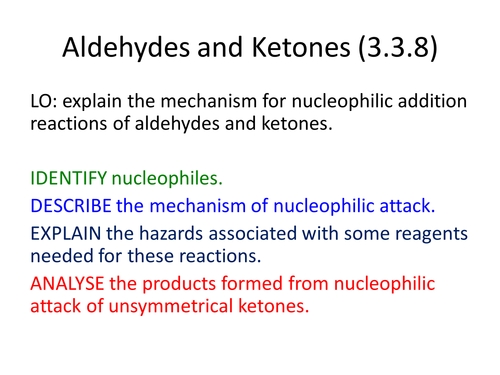 Aldehyde and Ketone Reaction Mechanisms (AQA New Spec 3.3.8)