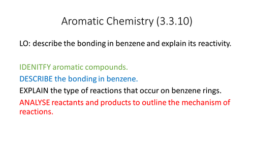 Aromatic Chemistry (Benzene) (AQA New Spec 3.3.10)
