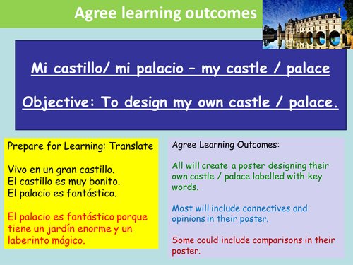 KS3 Spanish Cover Lesson Design Your own Castle | Teaching Resources