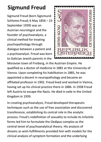 Sigmund Freud Handout | Teaching Resources