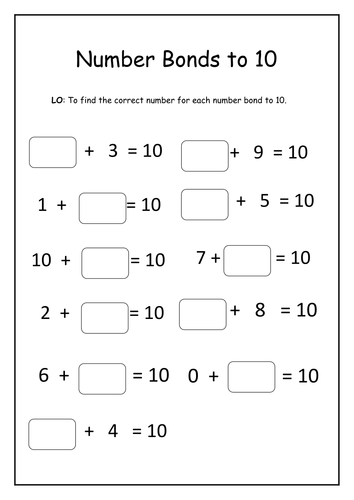 Number Bonds To 10 Colouring Worksheet Pdf