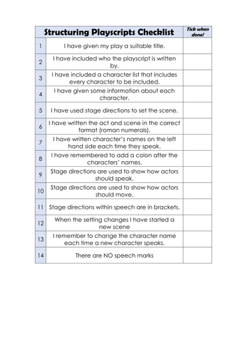 Writing Playscripts: Structure and Organisation! | Teaching Resources