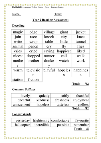 Year 2 Termly Word Reading Assessments | Teaching Resources
