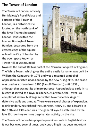 The Tower of London Handout