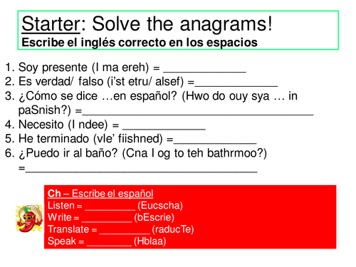 spanish ks3 year 7 ht1 resources classroom language pronunciation