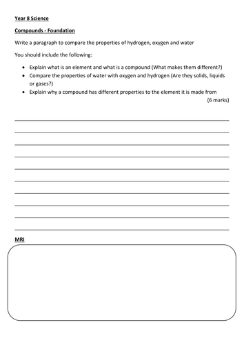 Extended writing task - Compounds - Foundation