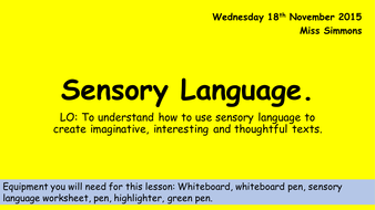 Sensory language creative writing | Teaching Resources