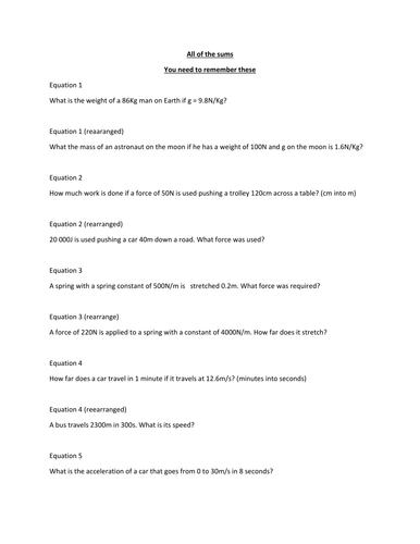 AQA equation practice