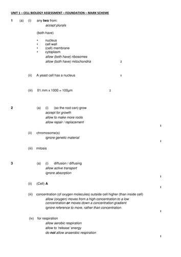 New AQA GCSE Biology - Cell Biology Assessment Pack - Tierred and with PQLA sheets