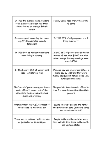 AQA 8145 America  1920-70: Was the American Dream a reality?