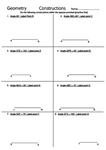 Constructions: Bisecting lines and Angles & constructing Angles ...