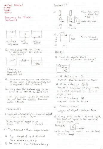 Buoyancy (Upthrust Force) - Archimedes’ Principle - Teachers Note