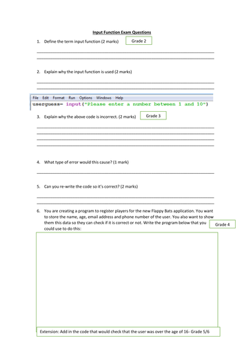 GCSE Python Progress Checks/ Exam Questions/ Activities/ HW | Teaching ...