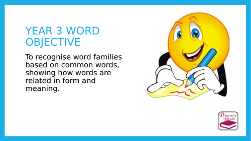 Year 3 SPAG PPT lesson: Word Families
