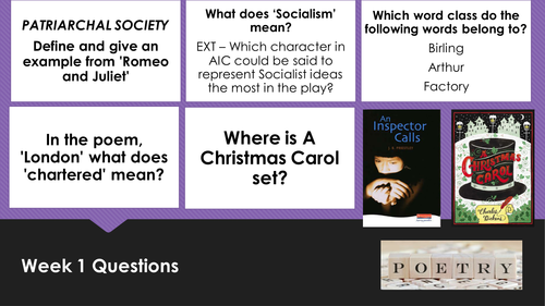 GCSE English 5-a-day (An Inspector Calls, Poetry, A Christmas Carol, General Literacy)