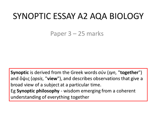 synoptic essay aqa biology