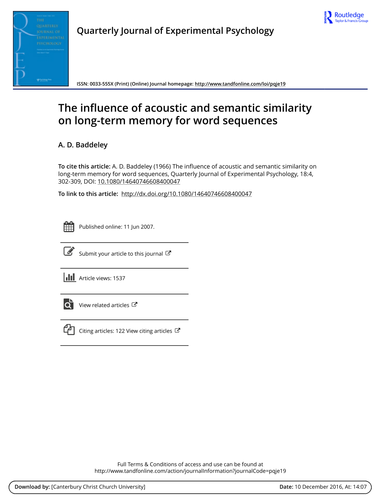 AQA GCSE Psychology 2019 spec – Lesson 2 A study of encoding