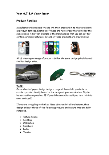 Set of four superb Design Technology cover lessons for Years 6,7,8,9 ...