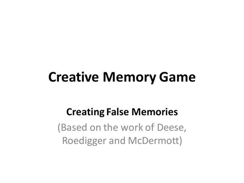 AQA GCSE Psychology 2019 spec – Lesson 10 False memories