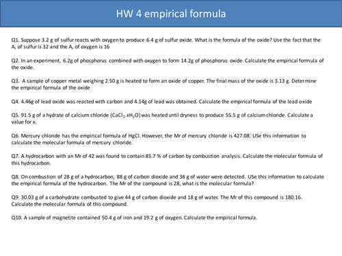 Question on empirical formula