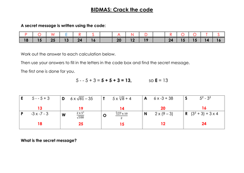 bidmas-crack-the-code-worksheet-with-soultions-edexcel-ks3-teaching