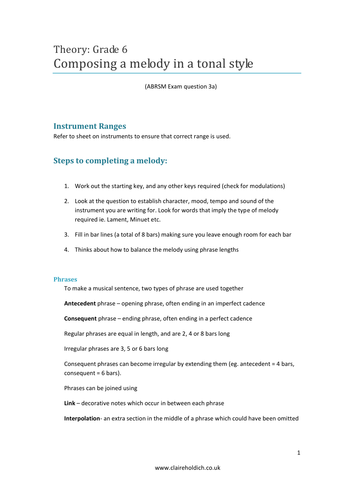 Grade 6 Theory: Composing