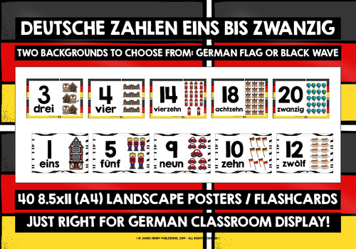 PRIMARY GERMAN NUMBERS 1-20 POSTERS FLASHCARDS | Teaching Resources