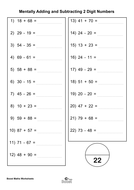 Mentally adding and Subtracting 2 Digit Numbers | Teaching Resources