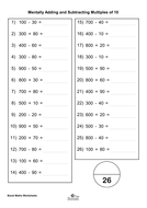 Menatally adding and Subtracting Multiples of 10 and 100 | Teaching ...