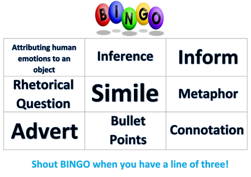 English Language Bingo | Teaching Resources