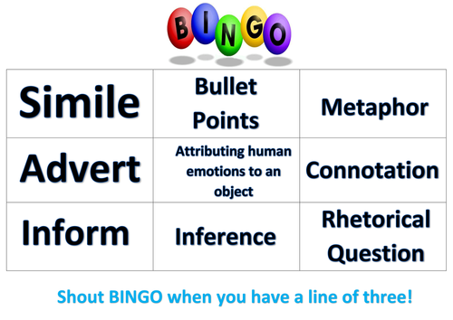 English Language Bingo